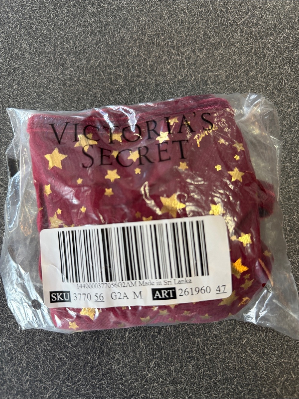 Victoria's Secret Burgundy Boyshort underwear with Gold Stars